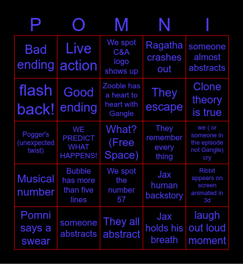 TADC EP.9 bingo Card