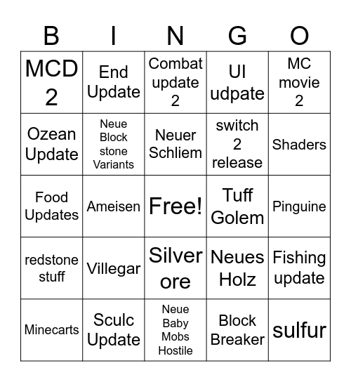 MC Live 22.03.2026 Bingo Card