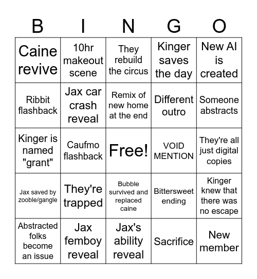 TADC ep 9 bingo Card