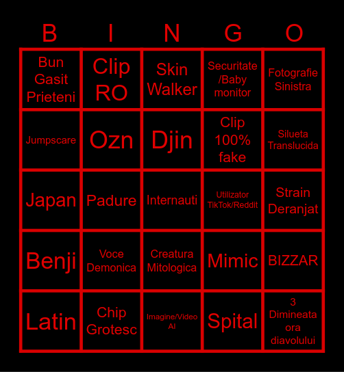 Bingo Straniu Bingo Card