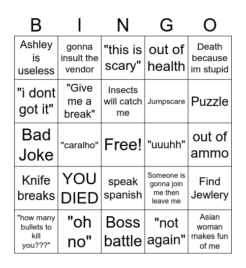 RE4 BINGO Card