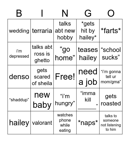Edwin Bingo Card