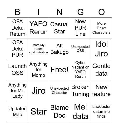 Ultra Rumble S16 Bingo Card