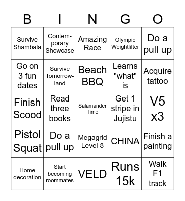 No Context Spring/Summer Bingo Card