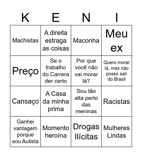 KENI BINGO Card