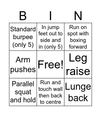 Drop a jean size bingo! Bingo Card