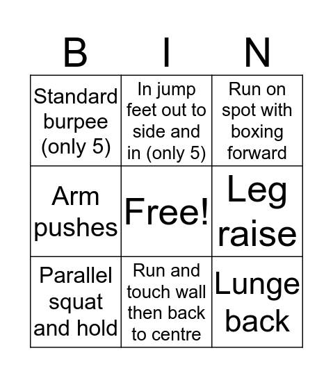 Drop a jean size bingo! Bingo Card