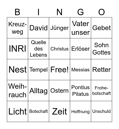 O S T E R N Bingo Card