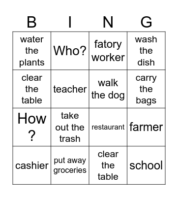 Unit 7 Bingo Card