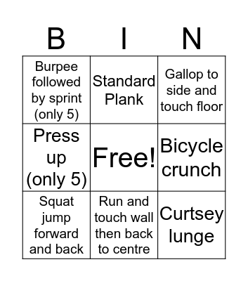 Drop a jean size bingo! Bingo Card