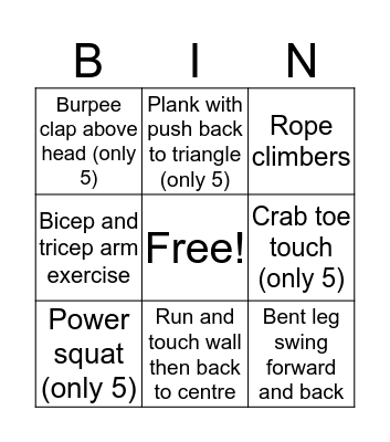 Drop a jean size bingo! Bingo Card