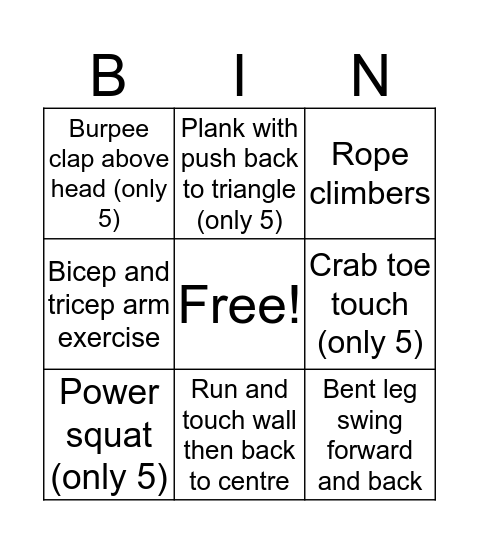 Drop a jean size bingo! Bingo Card