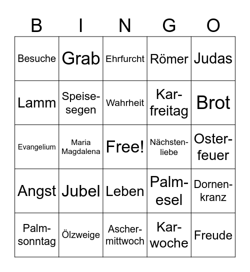 O S T E R N Bingo Card