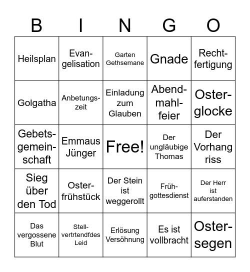 O S T E R N Bingo Card