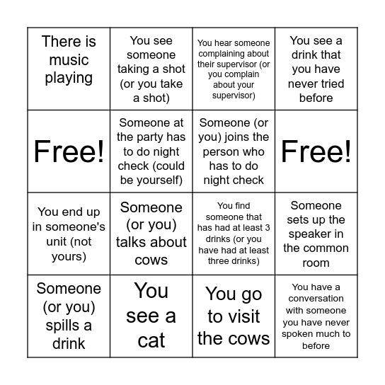 Farm bingo Card