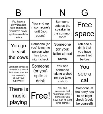 Farm bingo Card