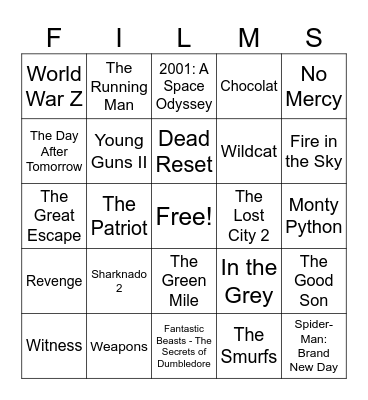 Movies_03212026 Bingo Card