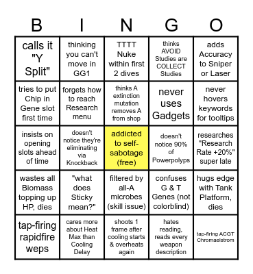first time playing Genome Guardian 2 Bingo Card
