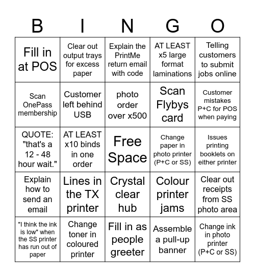 PC STOCKTAKE WEEK Bingo Card