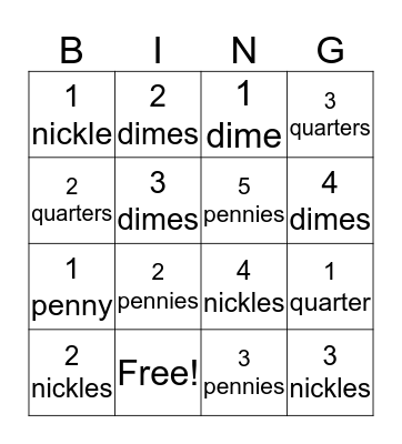 money bingo Card