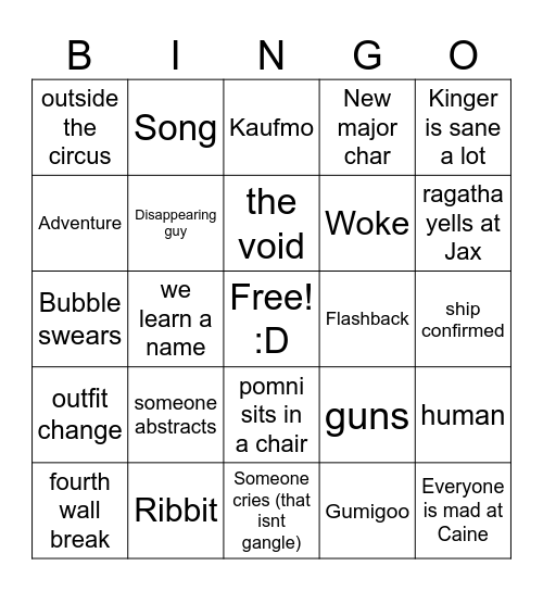 TADC ep 8 Bingo Card