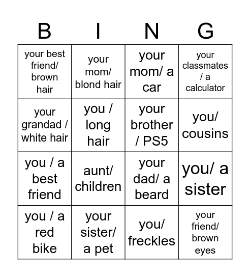 have/has Bingo Card