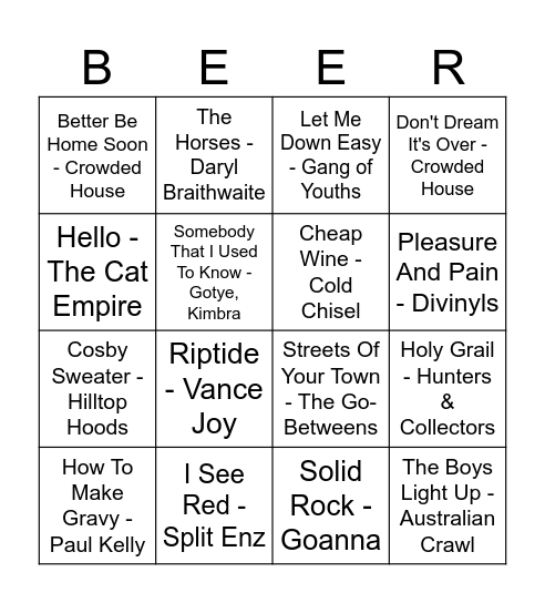 Waltzing the Tillies Bingo Card