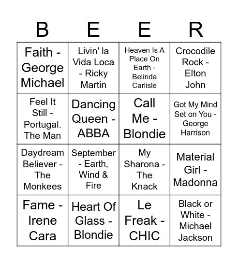 Dance it Out! Bingo Card