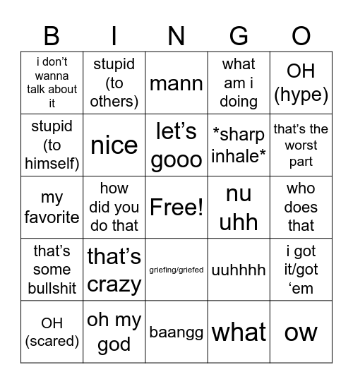alex phrases Bingo Card