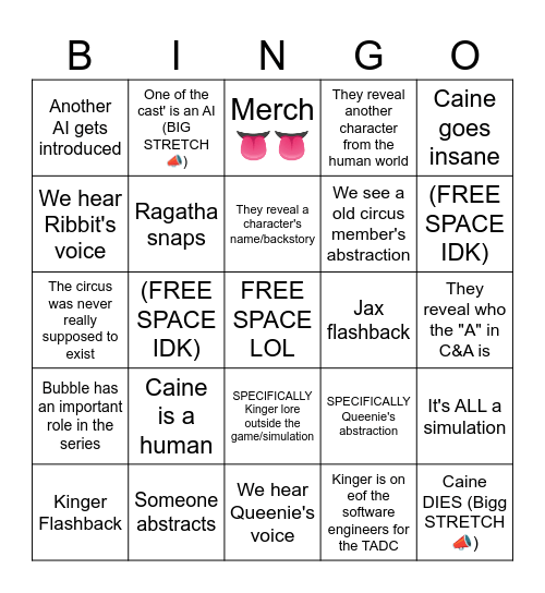 TADC EP. 8 BINGO CARD Bingo Card