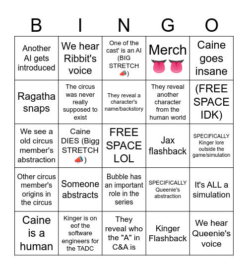 TADC EP. 8 BINGO CARD Bingo Card