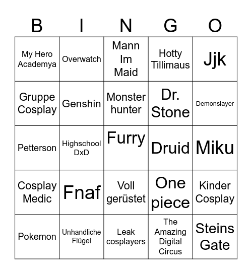 LBM2026 Cosplay Bingo Card