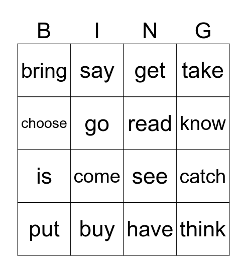 Verbs unit 6 Bingo Card