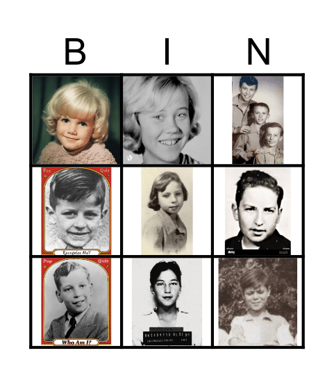 WHEN I WAS YOUNG Bingo Card