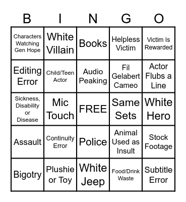 Generation Hope Bingo Card