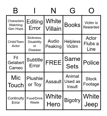 Generation Hope Bingo Card