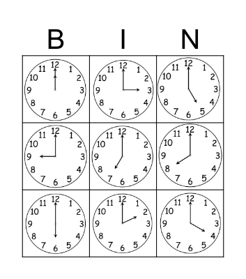 Time Bingo Card
