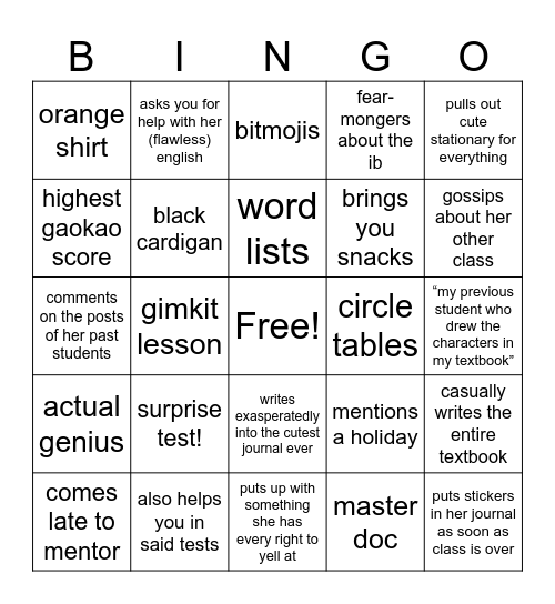 venus Bingo Card