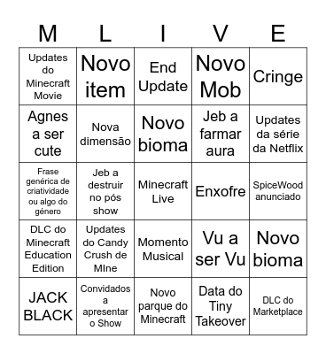 Minecraft Live 2026 Bingo Card