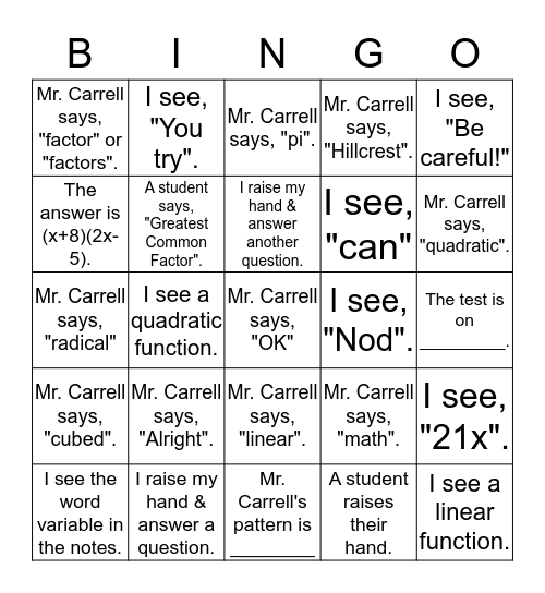 4A-11 Lecture Bingo Card