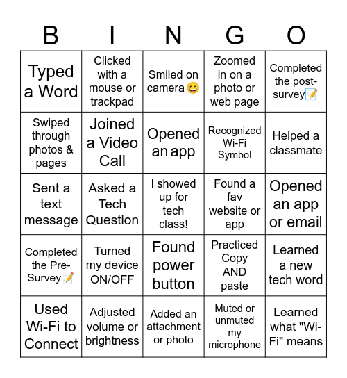 TECH TRAINING BINGO Card