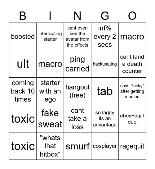tsb bingo board Bingo Card