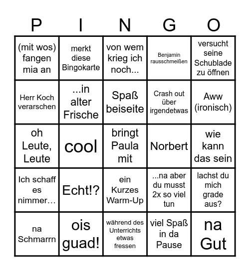 Herr Bingolus Bingo Card