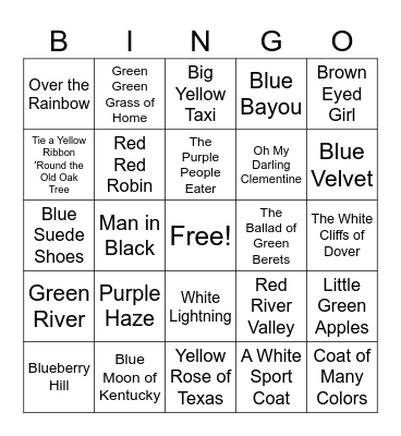 Name the Color Bingo Card