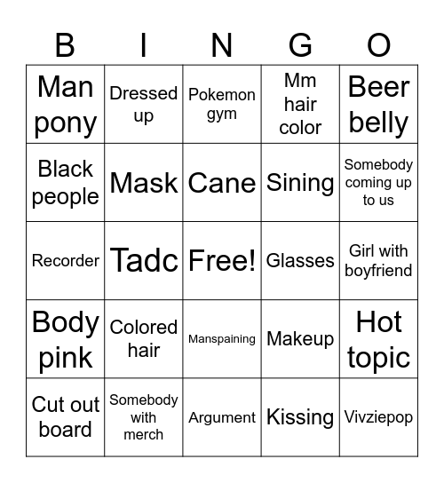 Melanie Martinez Bingo Card