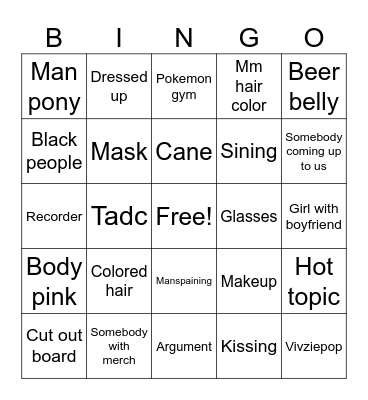 Melanie Martinez Bingo Card