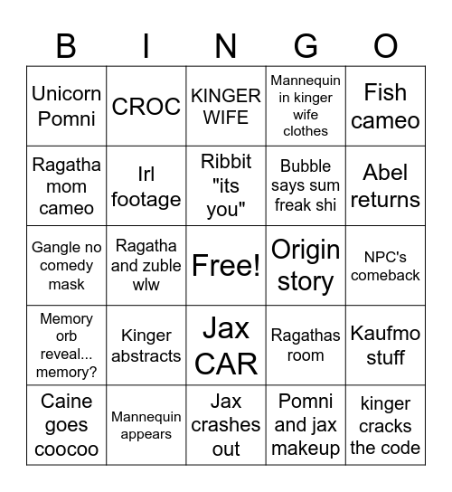 TADC Ep 8 BINGO Card
