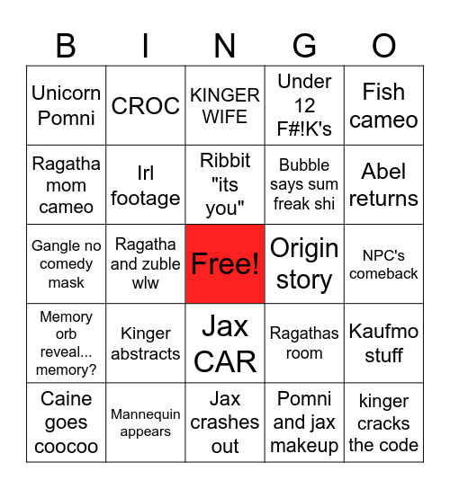 TADC Ep 8 BINGO Card