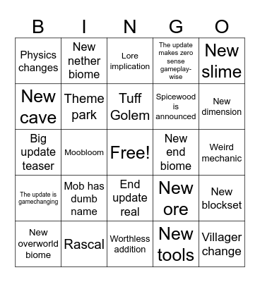 mc live Bingo Card