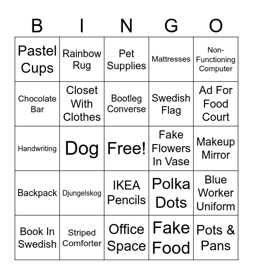 IKEA Bingo Card
